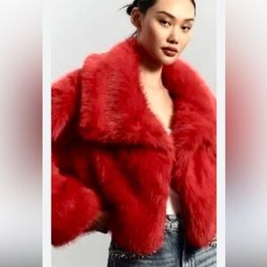 Anthropologie Maeve Faux Fur Cropped Jacket